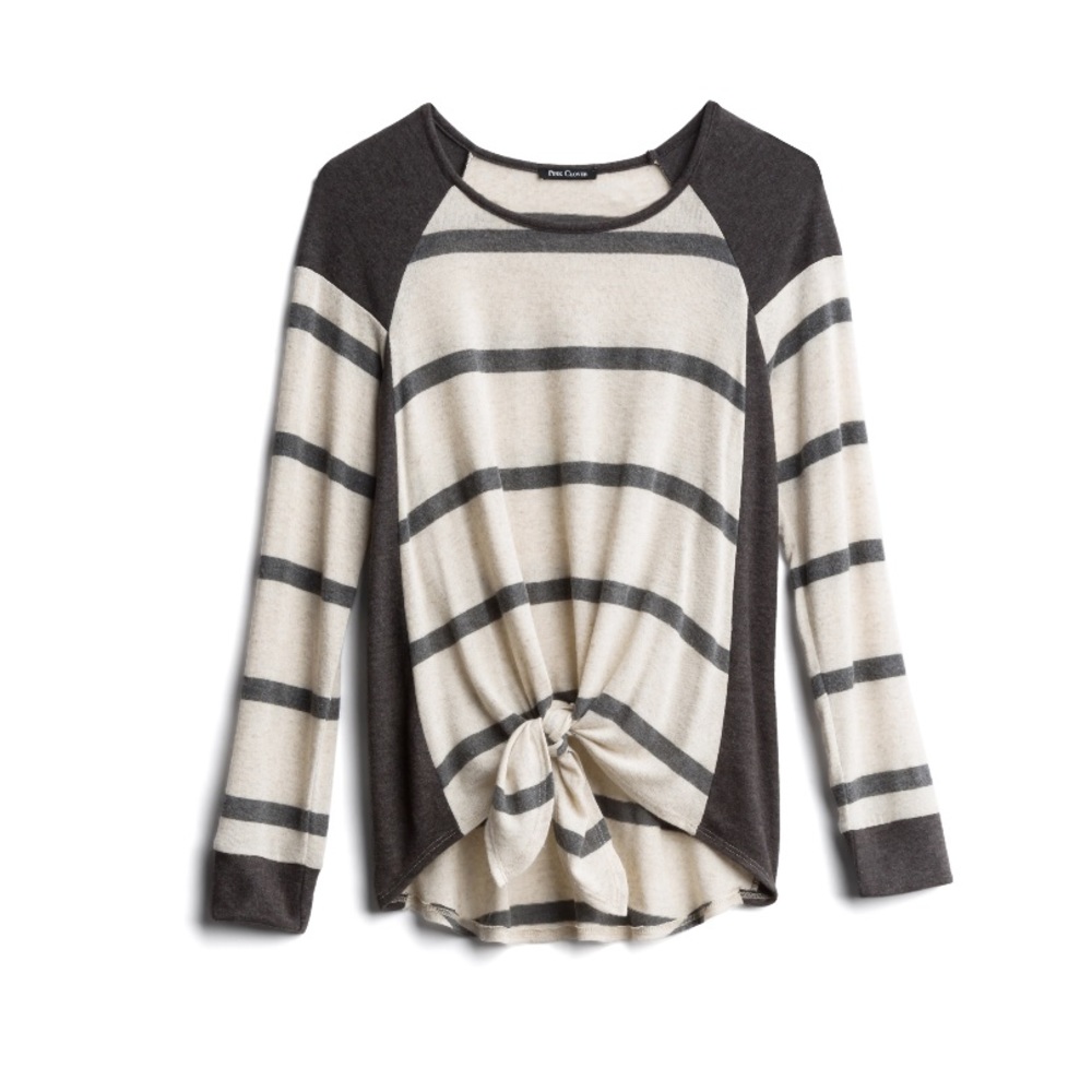 Nanci Tie Front Brushed Knit Top